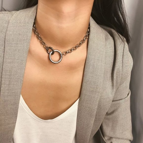 undefined Jewelry - Punk Miami Cuban Chain Choker Silver Necklace